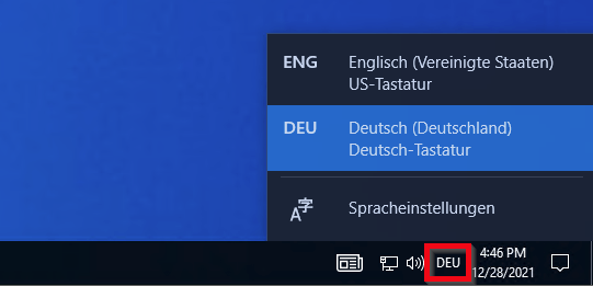 En las versiones actuales de Windows (10), el ícono para cambiar solo se muestra en la barra de tareas si hay un segundo idioma disponible