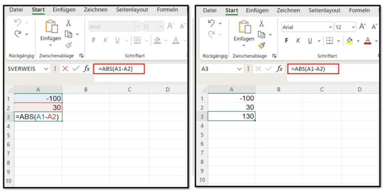 Cómo calcular la diferencia absoluta en Excel.