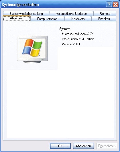 Windows XP Professional en la versión de 64 bits