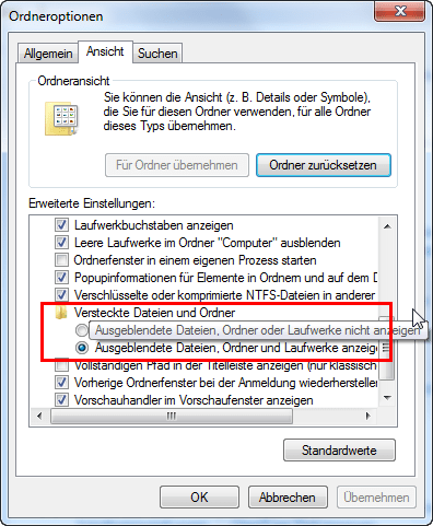 Mostrar archivos ocultos en Windows 7