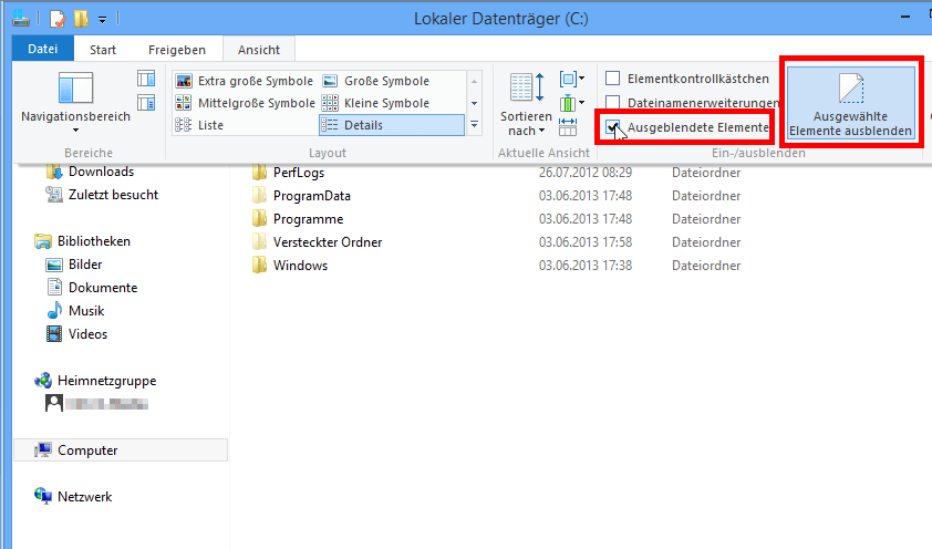 Mostrar carpetas y archivos ocultos en Windows 8