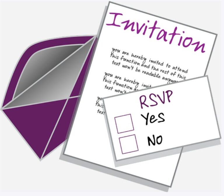 El acrónimo RSVP se encuentra a menudo en las invitaciones formales.