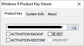 Visor de claves de producto de Windows 9